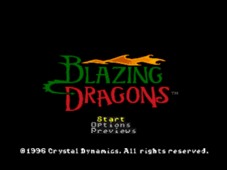 Blazing Dragons title screen for Playstation